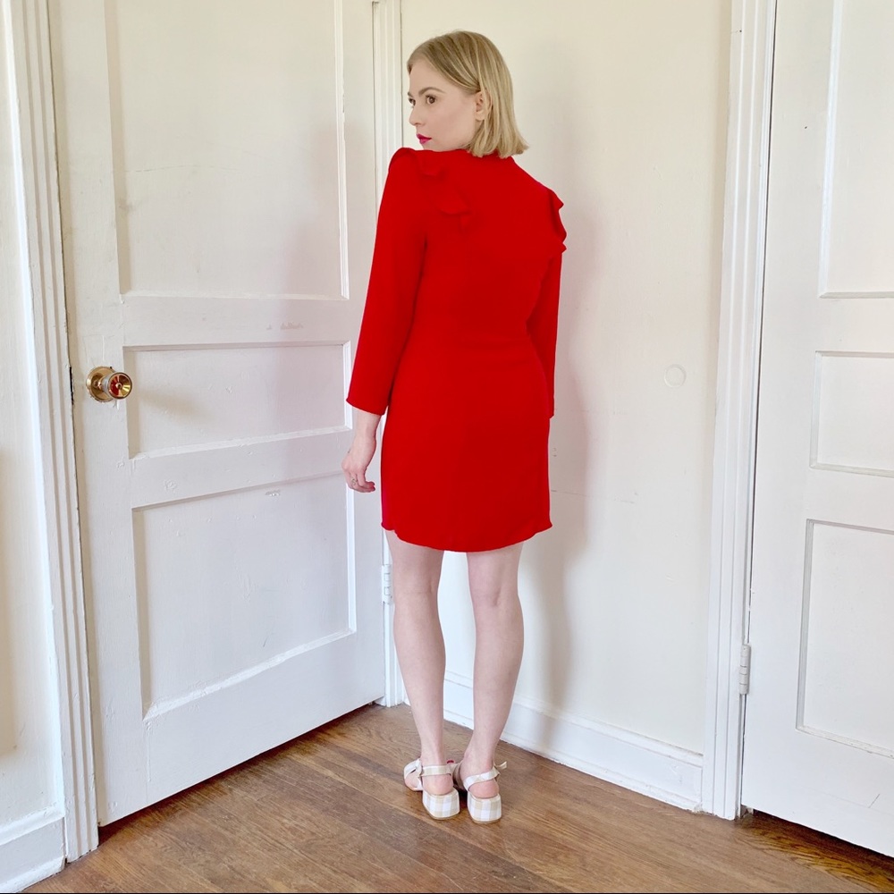 TOPSHOP Bright Red Ruffle Wrap Dress - Picture 8 of 8